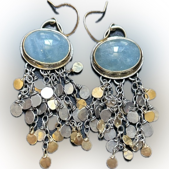 Vintage artisan 18K yellow gold sterling silver aquarium...